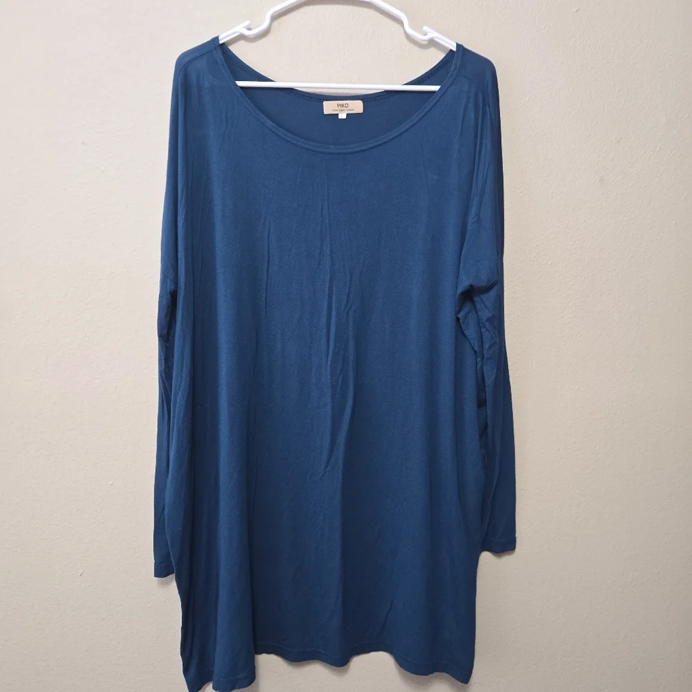 PIKO 1988 Tunic‎ Knit Top Lot Small Teal | Gray Boho Lagenlook